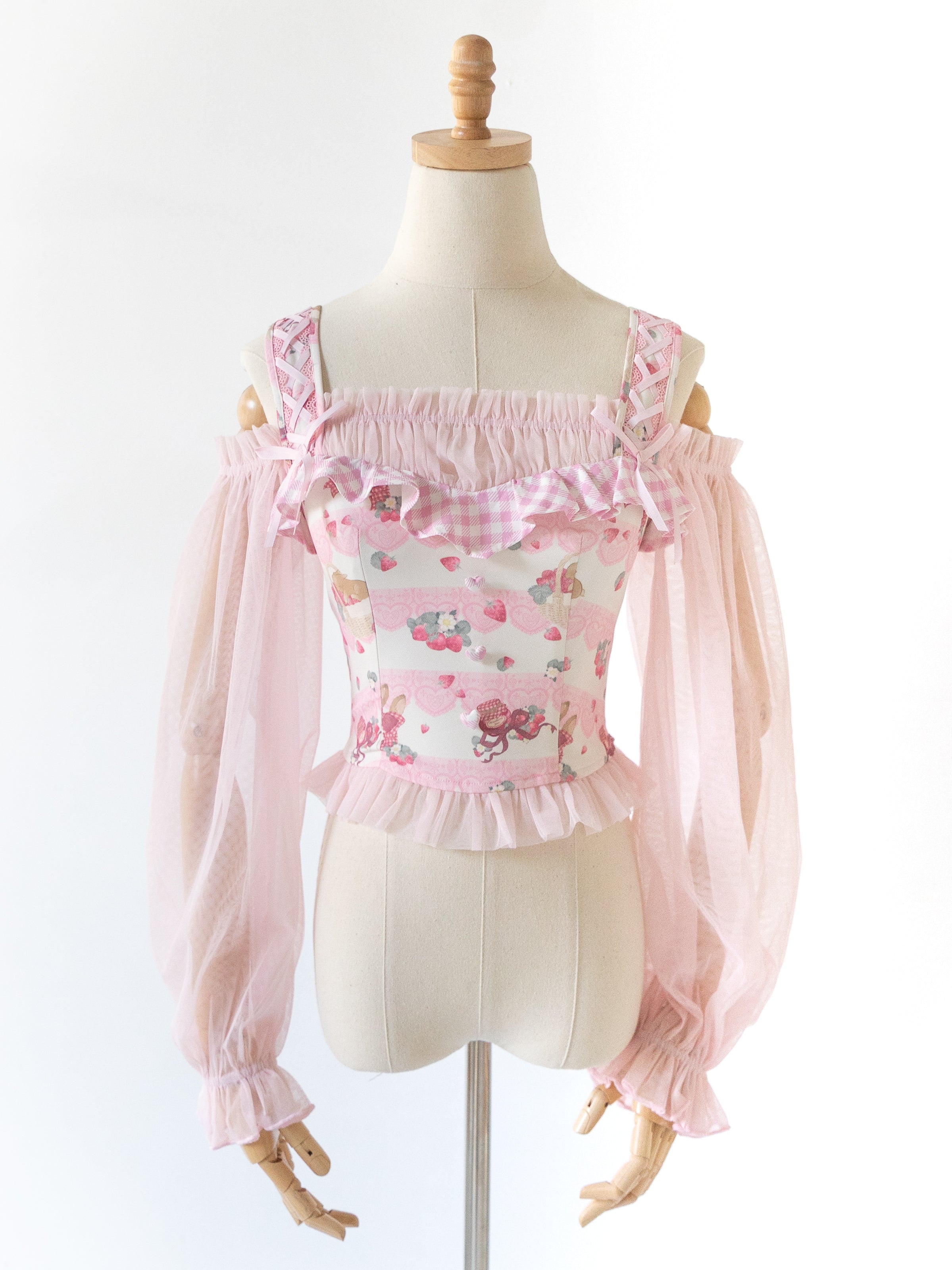 Lilia & Lace strawberry bunny off shoulder himekaji / deals lolita blouse