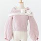 Bunny ear knit sweater with engraved heart charms (pink)