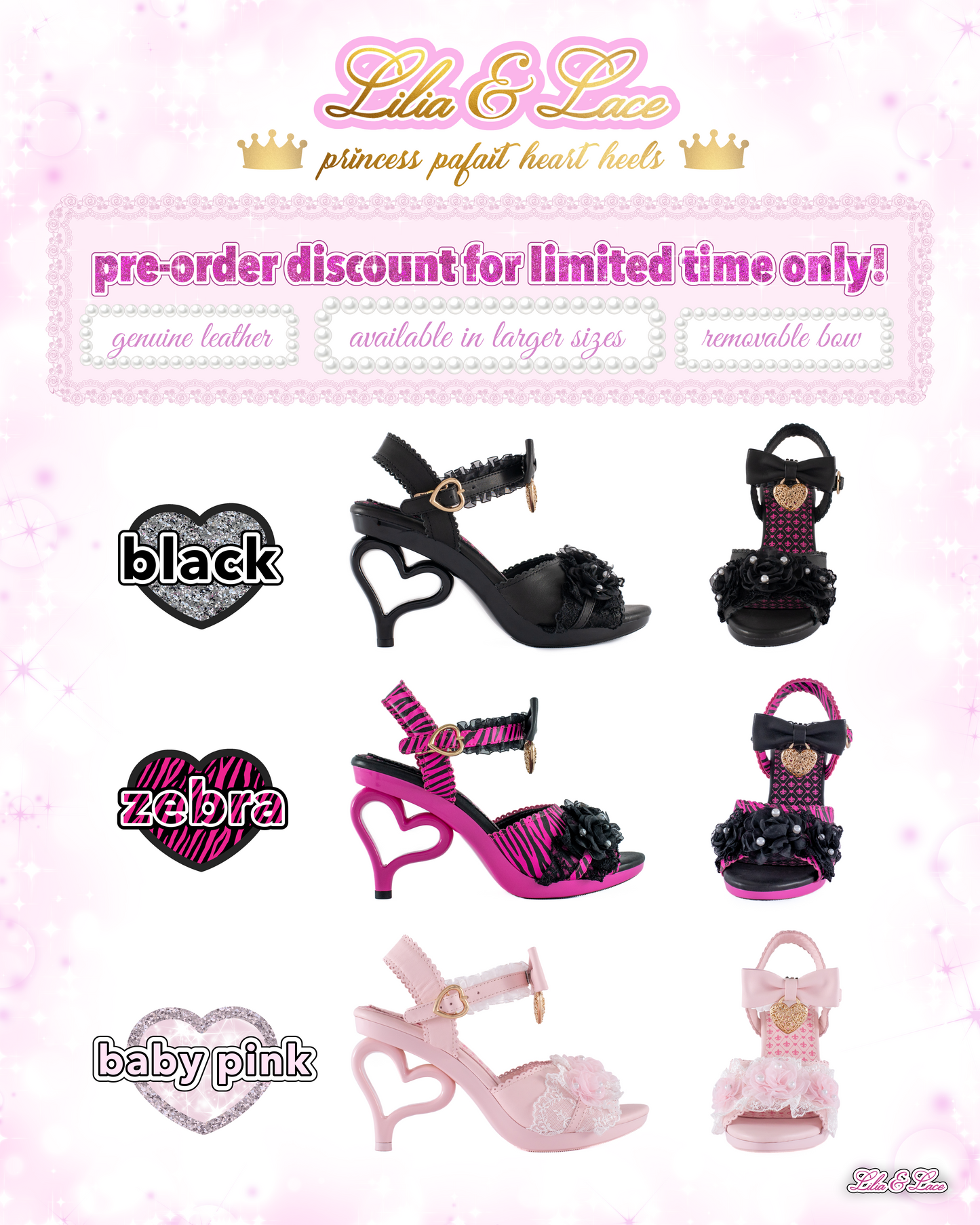 Princess Pafait gyaru heart heels (black) *pre-order*