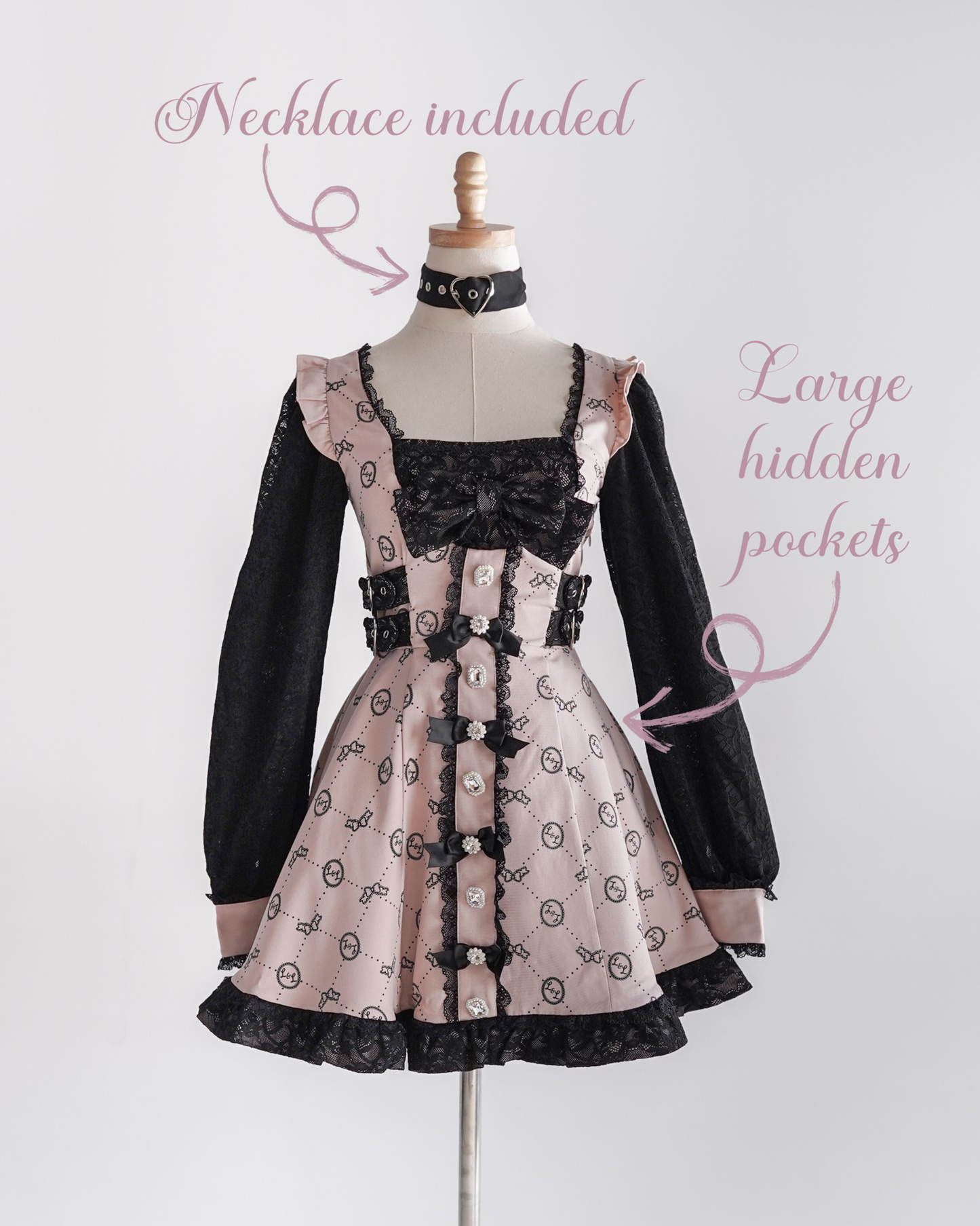 Cute n' Chaotic dress & choker necklace set [Jirai Kei] pink/black (pre-order)