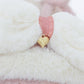 Bunny ear knit sweater with engraved heart charms (cream)