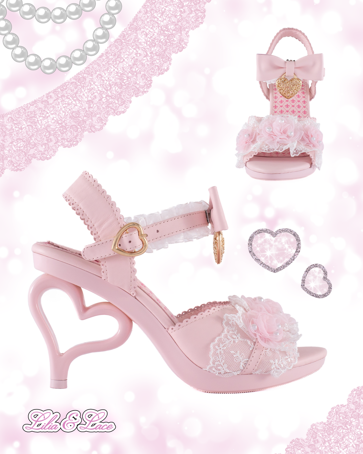 Princess Pafait gyaru heart heels (baby pink) *pre-order*