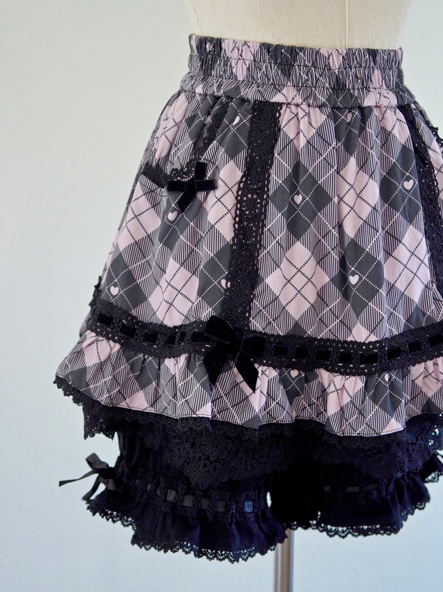 Black plaid skort with attached bloomers