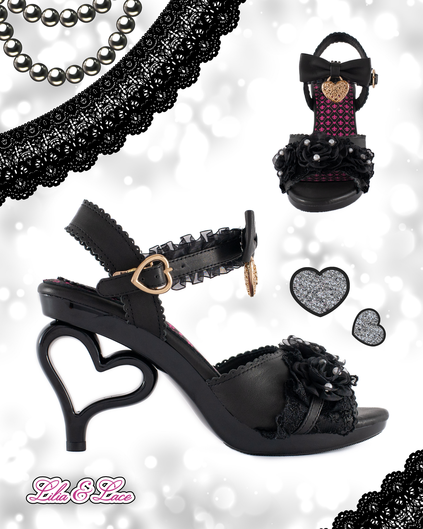 Princess Pafait gyaru heart heels (black) *pre-order*