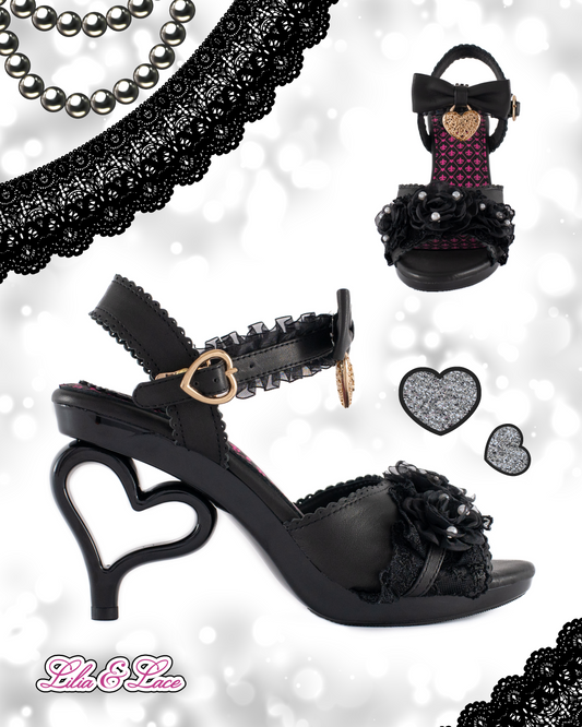 Princess Pafait gyaru heart heels (black) *pre-order*