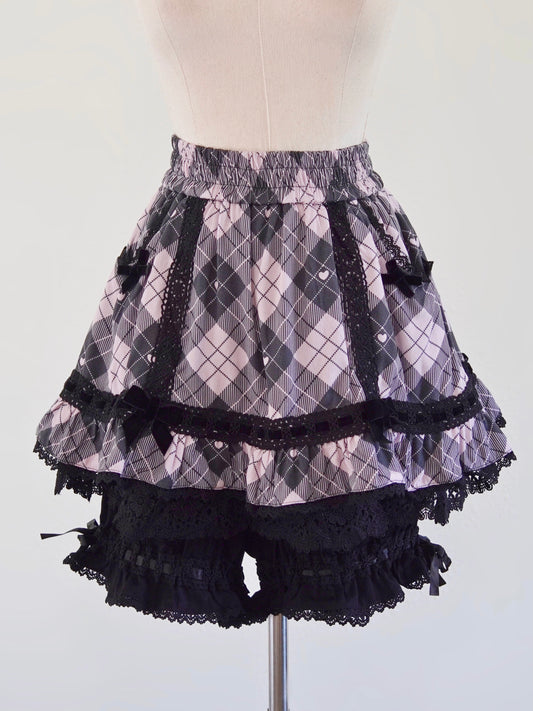Black plaid skort with attached bloomers