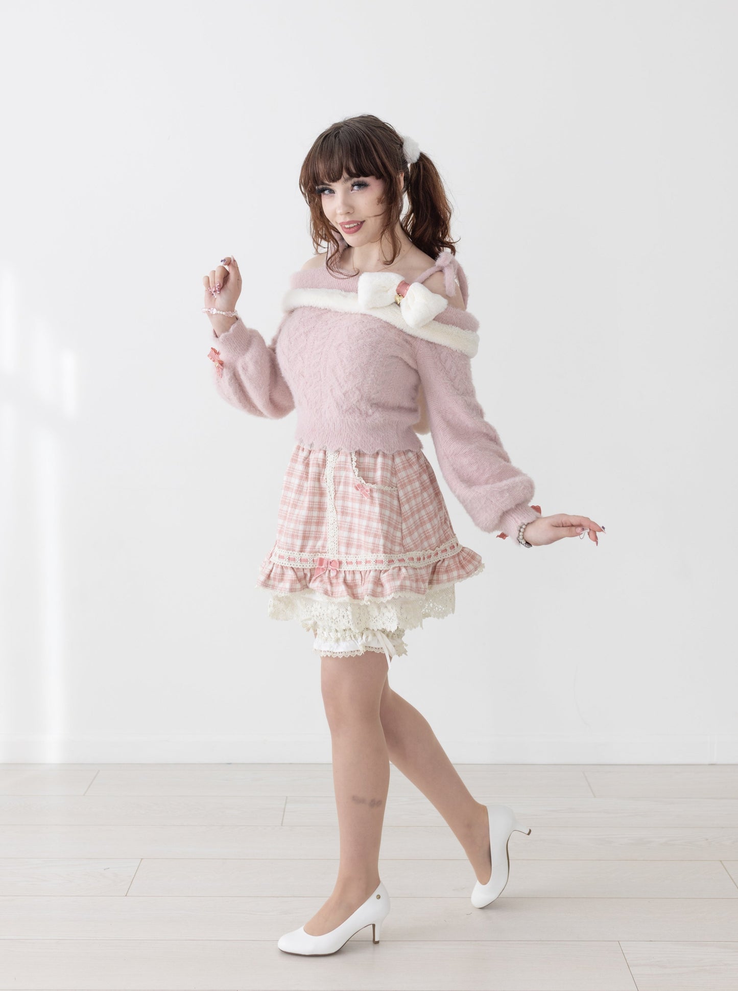 Plaid skort with attached bloomers