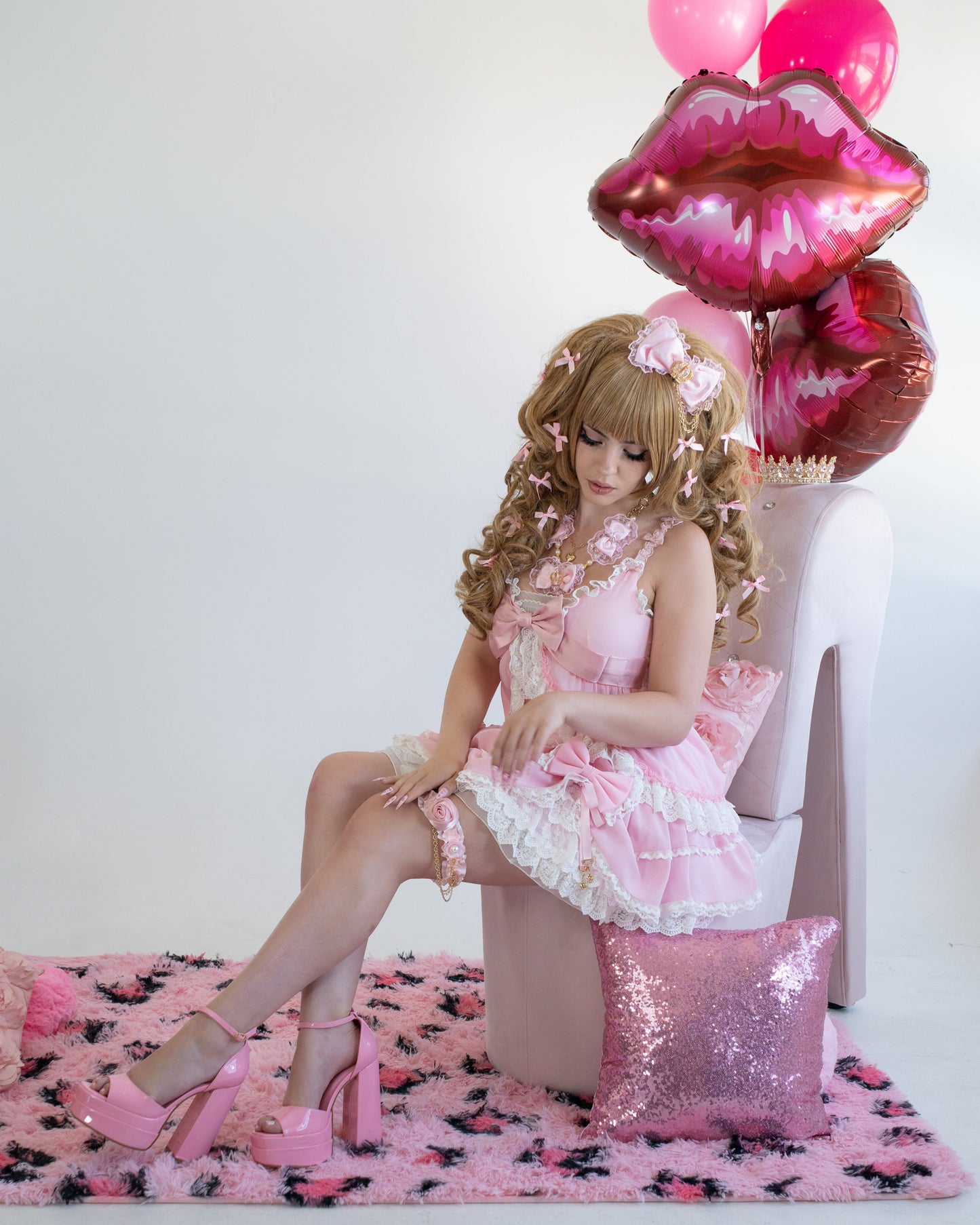 Himegyaru garter thigh leg band pink [Gyaru line]