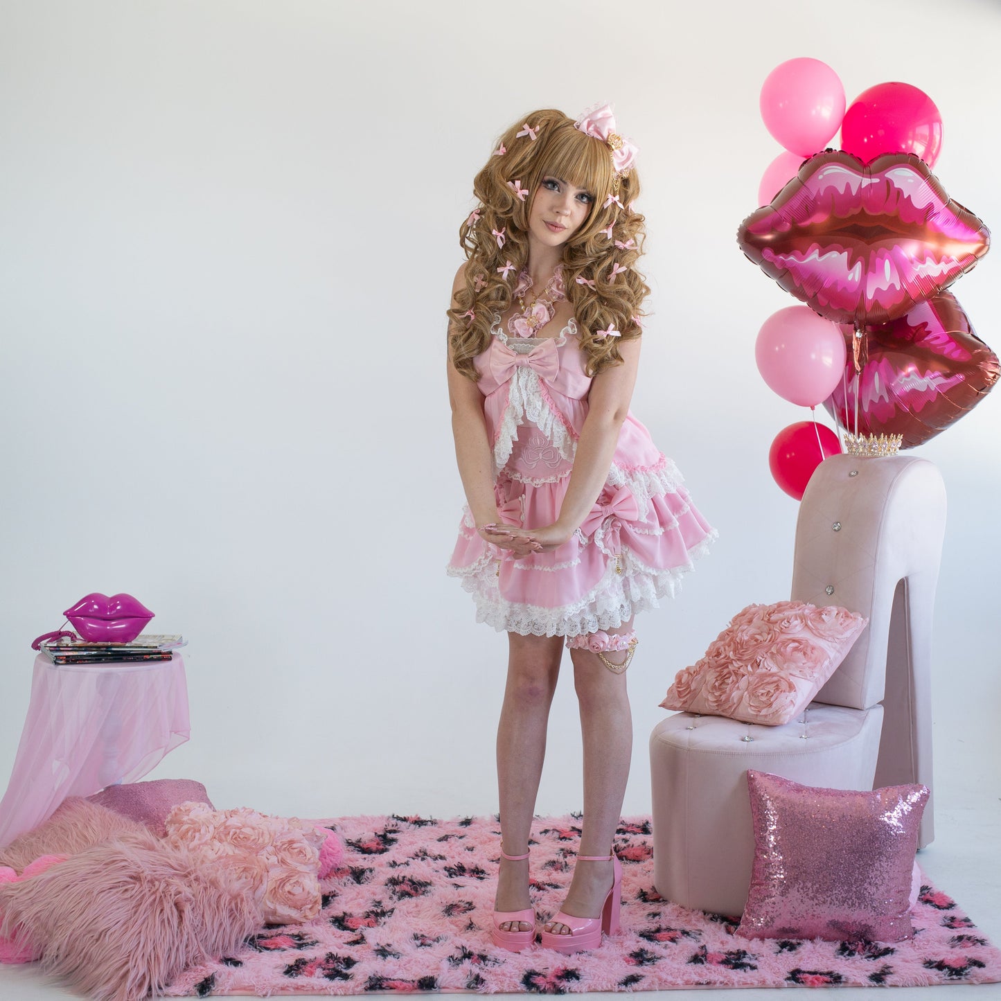 Himegyaru pastel pink flyaway babydoll blouse [Gyaru line] (pre-order)