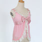 Himegyaru pastel pink flyaway babydoll blouse [Gyaru line] (pre-order)