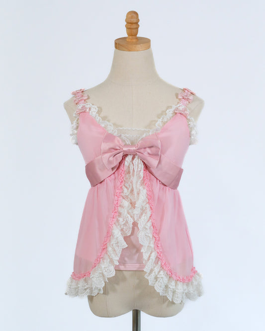 Himegyaru pastel pink flyaway babydoll blouse [Gyaru line] (pre-order)