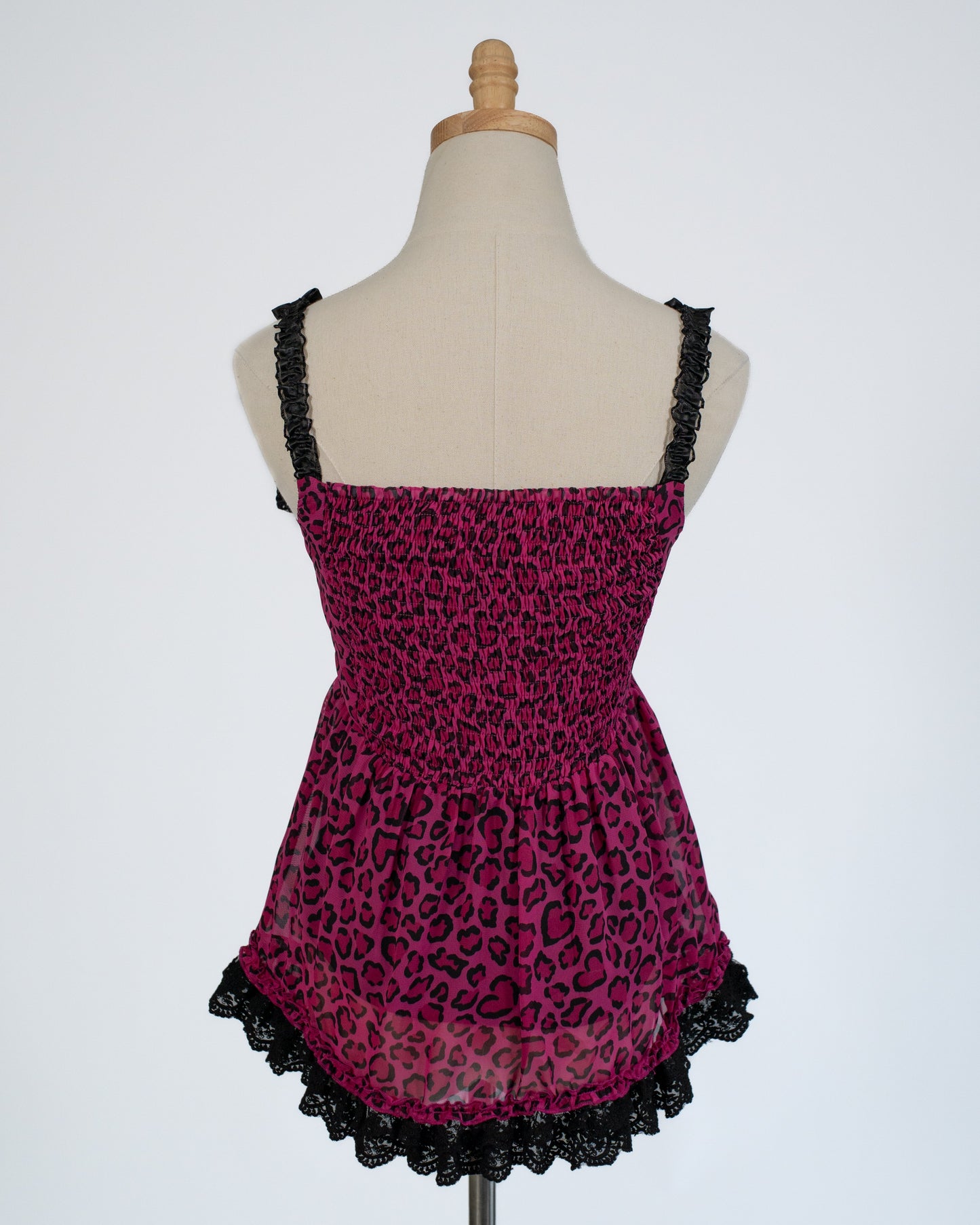 Agejo leopard heart flyaway babydoll blouse [Gyaru line] (pre-order)