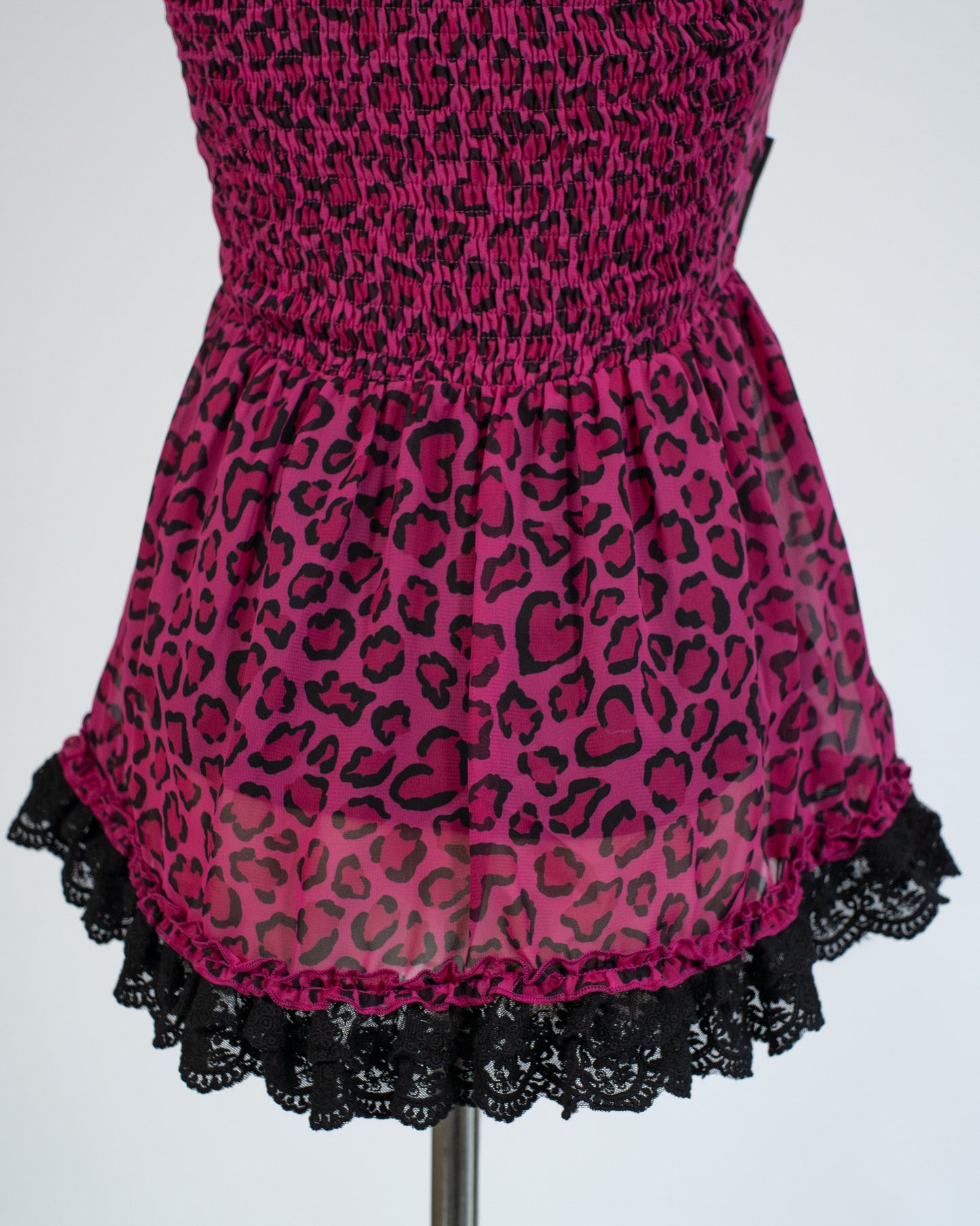 Agejo leopard heart flyaway babydoll blouse [Gyaru line] (pre-order)
