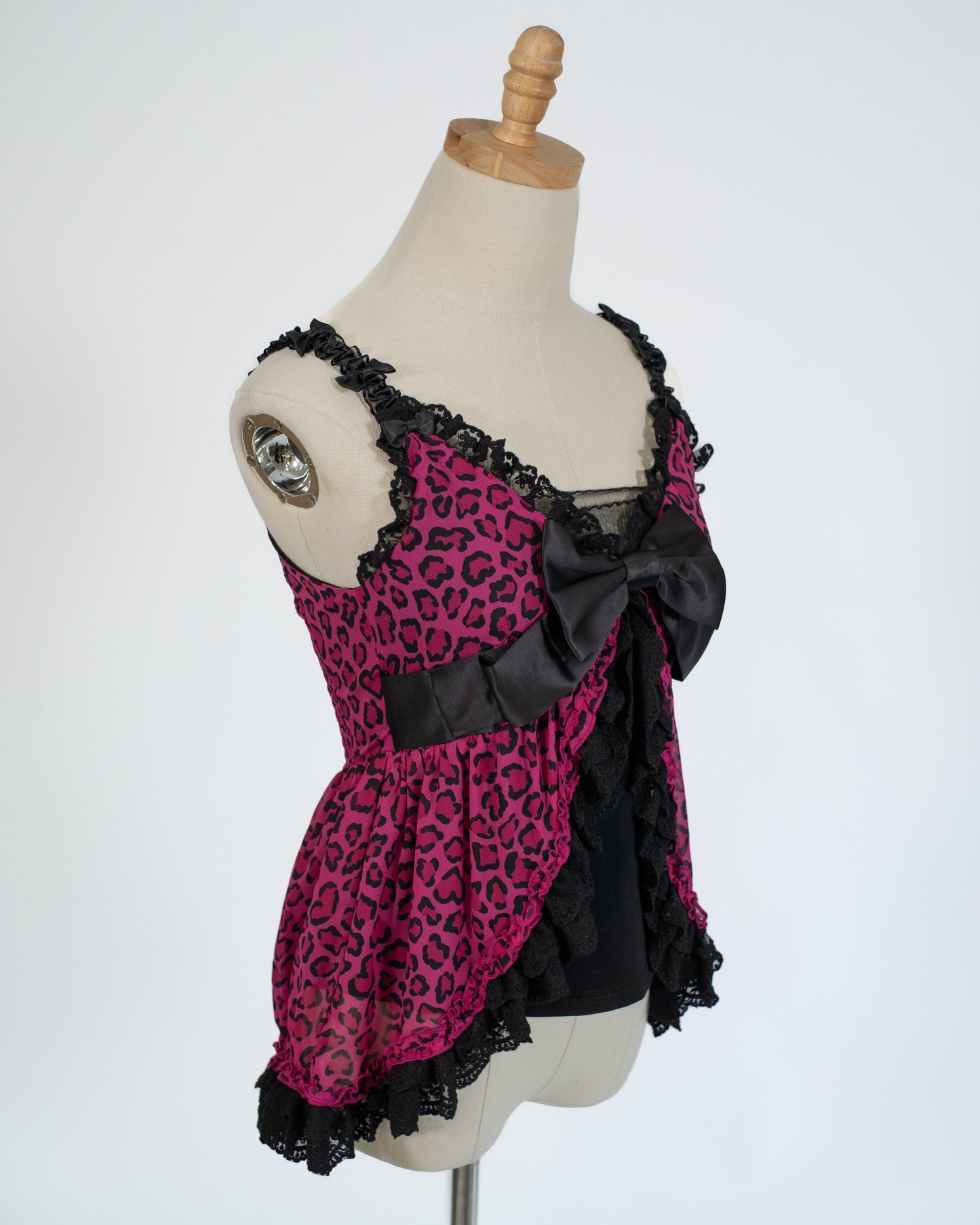 Agejo leopard heart flyaway babydoll blouse [Gyaru line] (pre-order)