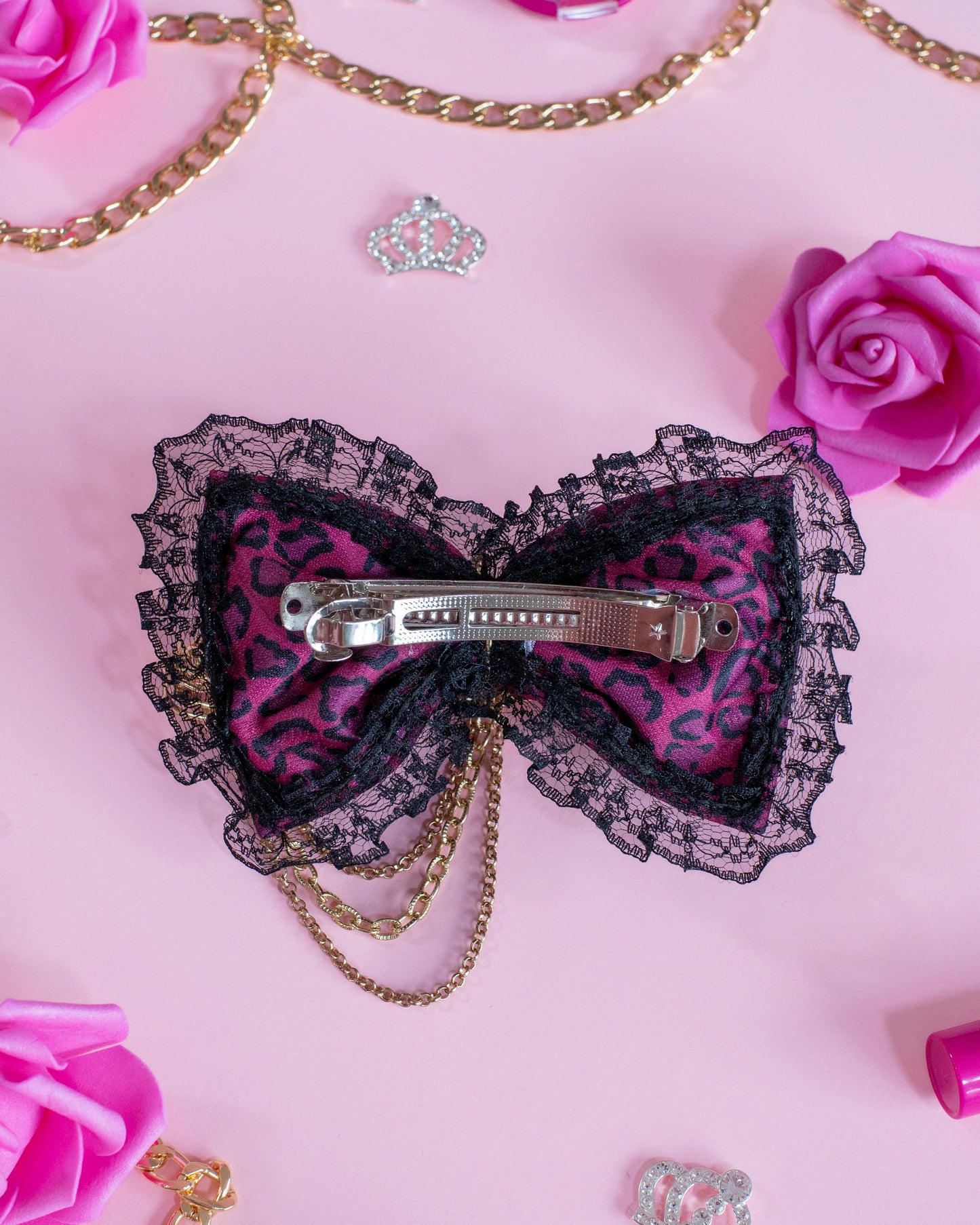 Agejo heart leopard crown hair bow [Gyaru line]