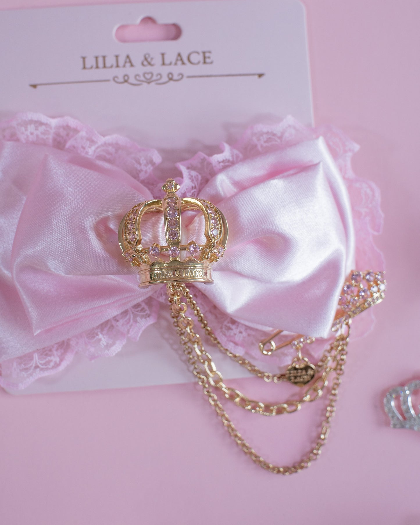 Himegyaru pastel pink crown hair bow [Gyaru line]