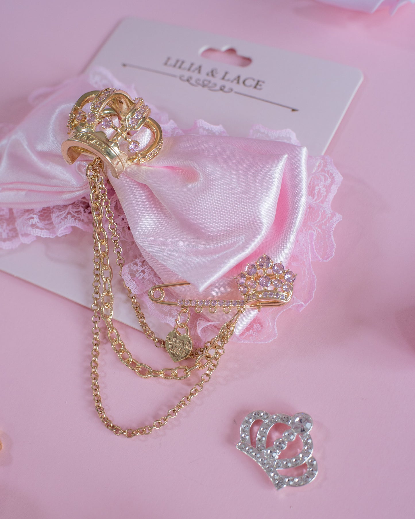 Himegyaru pastel pink crown hair bow [Gyaru line]