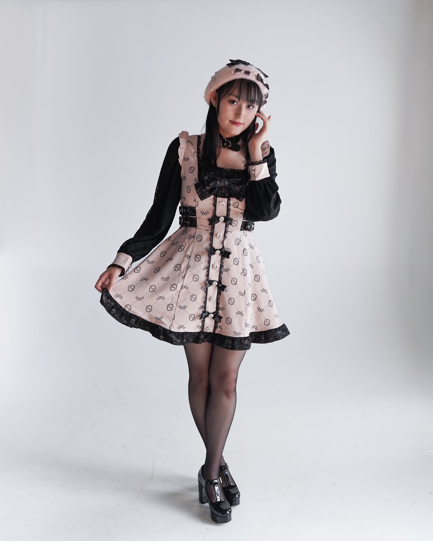 Cute n' Chaotic dress & choker necklace set [Jirai Kei] pink/black (pre-order)