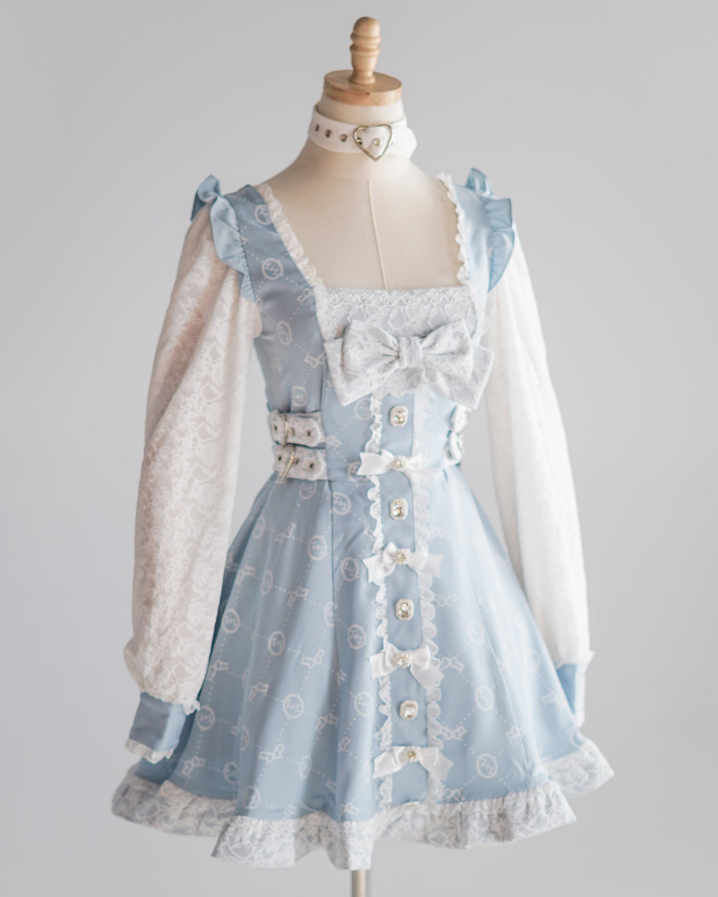 Fallen Angel dress & choker necklace set [Jirai Kei] blue/white (pre-order)