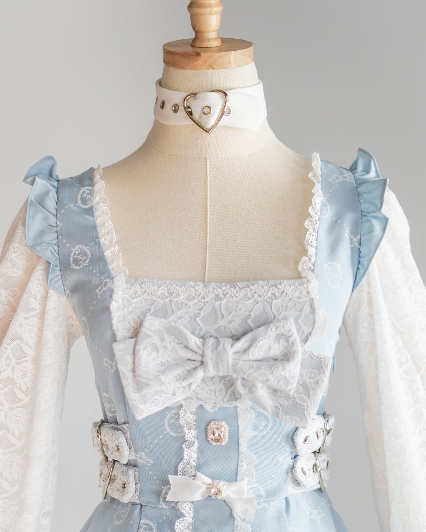 Fallen Angel dress & choker necklace set [Jirai Kei] blue/white (pre-order)