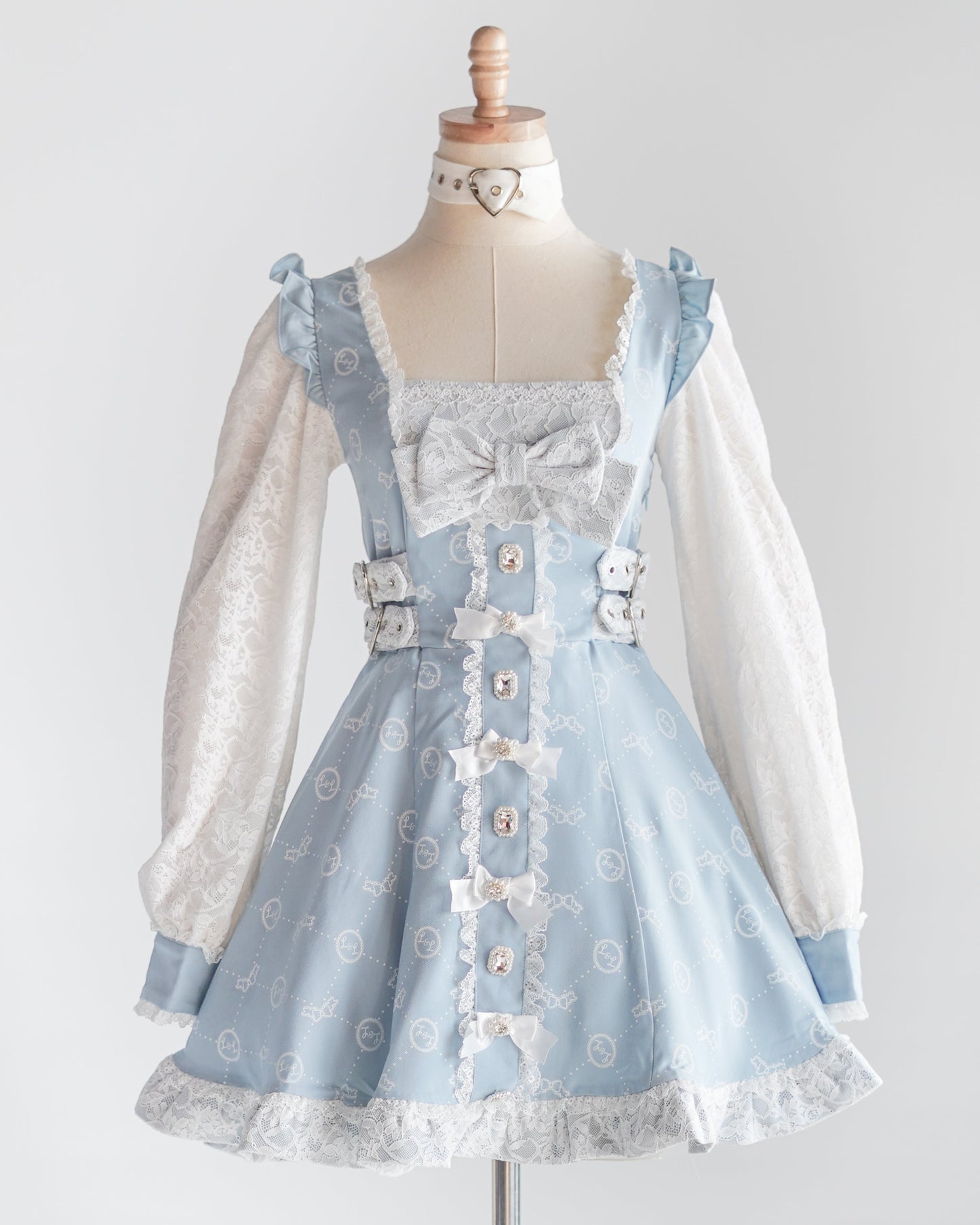 Fallen Angel dress & choker necklace set [Jirai Kei] blue/white (pre-order)
