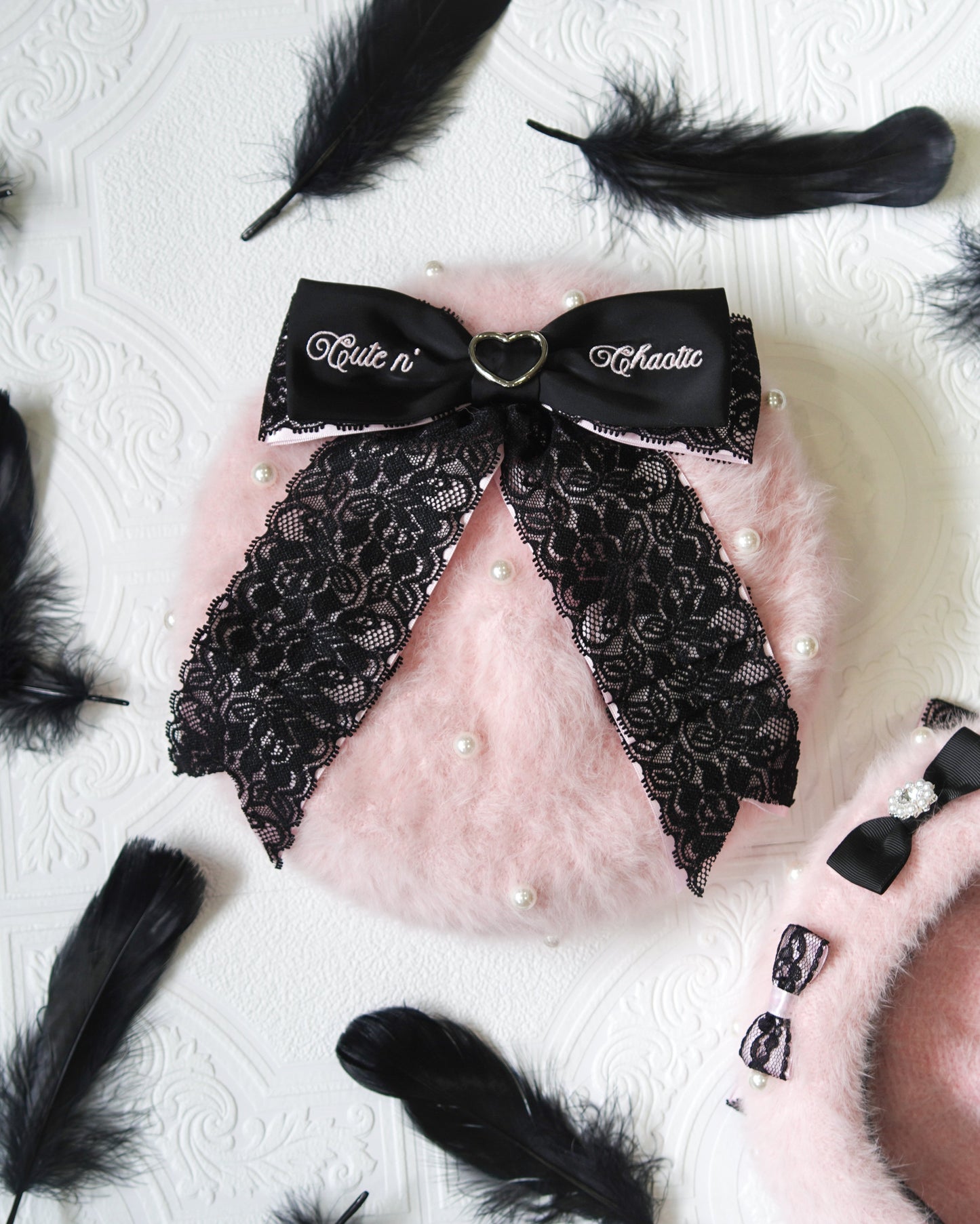 Cute n' Chaotic beret hat [Jirai Kei] pink/black