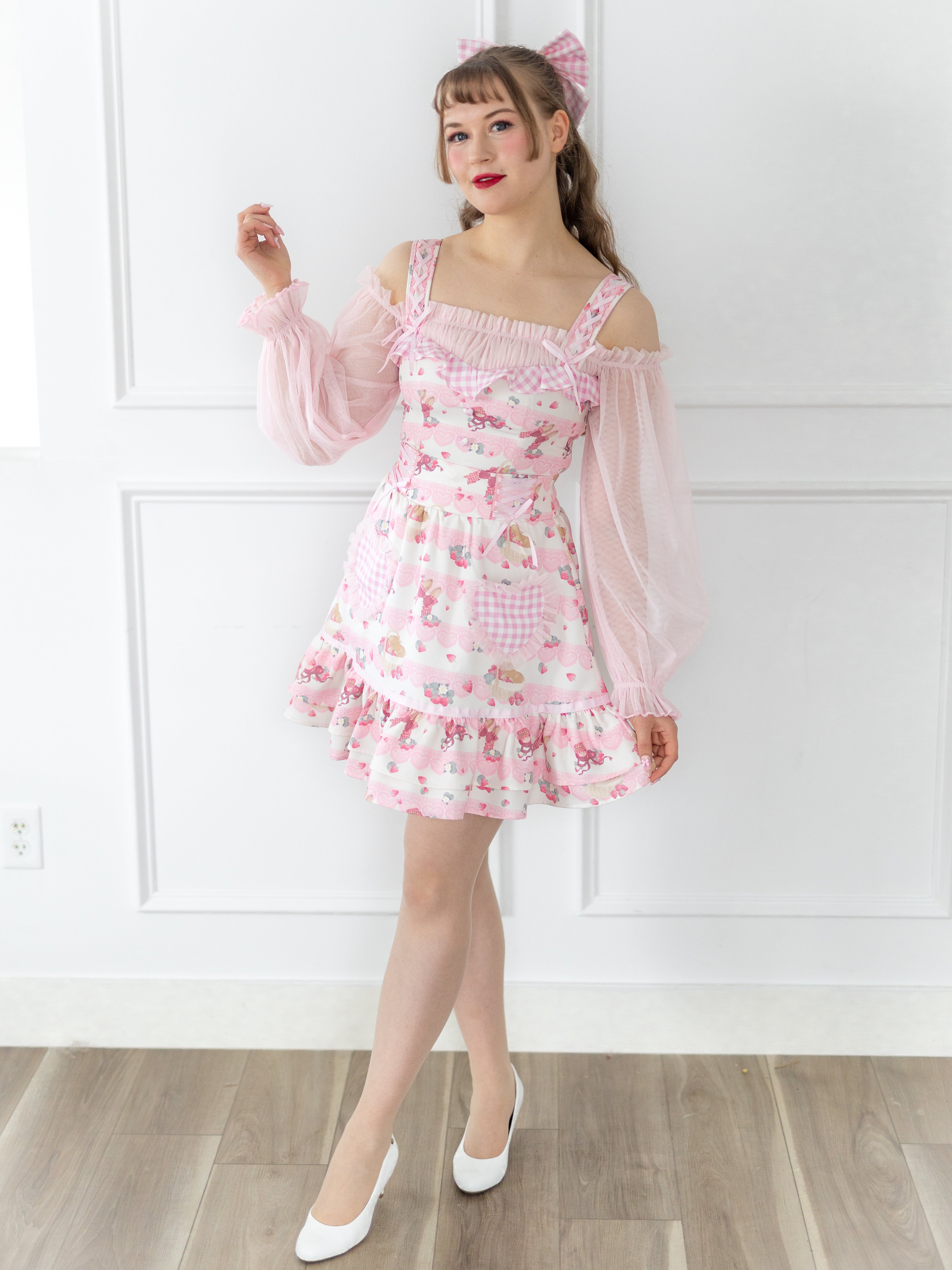 Lilia & Lace strawberry bunny off shoulder himekaji / deals lolita blouse